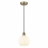 White Venetian 1 Light Cord Hung Small Pendant by Innovations - 616-1P-G1217-8