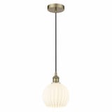 White Venetian 1 Light Cord Hung Small Pendant by Innovations - 616-1P-G1217-8