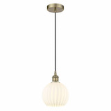 White Venetian 1 Light Cord Hung Small Pendant by Innovations - 616-1P-G1217-8