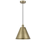 Edison Cone 1 Light Medium Cord Hung Pendant 12 Inch Wide by Innovations - 616-1P-MBC-12