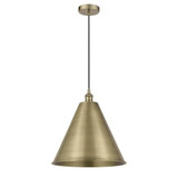 Edison Cone 1 Light Medium Cord Hung Pendant 16 Inch Wide by Innovations - 616-1P-MBC-16