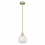 White Mouchette 1 Light Brass Stem Hung Small Pendant by Innovations - 616-1S-G1216-8