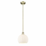 White Venetian 1 Stem Hung Small Pendant 11.25 Inch Tall by Innovations - 616-1S-G1217-10