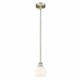 White Venetian 1 Light Stem Hung Mini Pendant 7.5 Inch Tall by Innovations - 616-1S-G1217-6