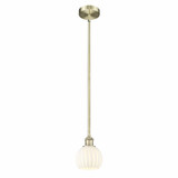 White Venetian 1 Light Stem Hung Mini Pendant 7.5 Inch Tall by Innovations - 616-1S-G1217-6