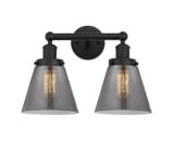 Cone 2 Light Plated Smoke Vanity Light by Innovations - 616-2W-G6