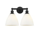 Bristol Glass 2 Matte White Light Vanity Light by Innovations - 616-2W-GBD-75