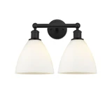 Bristol Glass 2 Matte White Light Vanity Light by Innovations - 616-2W-GBD-75