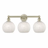 White Mouchette 3 Light Modern Vanity Light 26 Inch Wide by Innovations - 616-3W-G1216-8