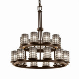 Wire Glass Dakota 21 Light Large 2 Tier Chandelier by Justice Design - WGL-8767-10-GRCB