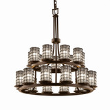 Wire Glass Dakota 21 Light Large 2 Tier Chandelier by Justice Design - WGL-8767-10-GRCB