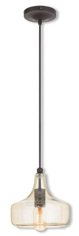 Art Glass 1 Light Small Pendant 9.5 Inch Tall by Livex - 4060