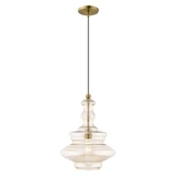 Art Glass 1 Light Medium Pendant 18.5 Inch Tall by Livex - 41224
