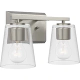 Vertex 2 Light Clear Glass Vanity Light by Progress - P300458