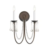 Plumette 2 Light Candle Style Crystal Wall Sconce by Maxim - 12161CRY