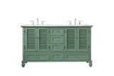 Rhodes 60 Inch 6 Drawer Double Bathroom Vanity Sink Set by Elegant Decor - VF30560D