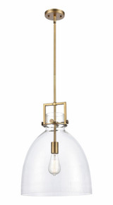 Newton Bell 1 Light Stem Hung Pendant 15 x 14 Inches by Innovations  - 411-1SL-G412-14CL