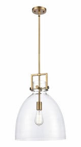 Newton Bell 1 Light Stem Hung Pendant 15 x 14 Inches by Innovations  - 411-1SL-G412-14CL