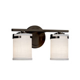 Textile Atlas 2 Light Cylinder Whte Vanity Light by Justice Design - FAB-8452-10-WHTE