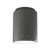 Radiance 1 Light Outdoor Cylinder Perfs Flush Mount by Justice Design - CER-6105W