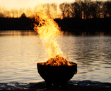 Nepal Gas Fire Pit 24 Inch Tall x 41 Inch Wide by Fire Pit Art - Nepal
