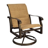Cortland 35.5 Inch Padded Sling Swivel Rocking Dining Armchair by Woodard - 420572
