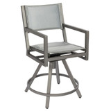 Palm Coast 41 Inch Padded Sling Swivel Counter Stool with Arms by Woodard - 570569