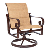 Belden 35.5 Inch Padded Sling Swivel Aluminum Dining Armchair by Woodard - 620572