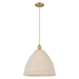 Natural Ballston Dome 1 Light Cord Mini Pendant 15.75 Inch by Innovations - 716-1P-NBD-16