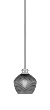 Edge 1 Light Steel Small Stem Hung Pendant 6.5 Inch Tall by Toltec - 1151-6-6.5-2