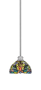 Edge 1 Light Art Glass Small Stem Hung Pendant 7 Inch Wide by Toltec - 1151-7-5.5