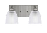 Edge 2 Light Clear Ribbed Glass Vanity Light by Toltec - 1162-BN-500