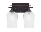 Uptowne 2 Light Textured Glass Vanity Light 12.25 Inch Length by Toltec - 132-DG-4250