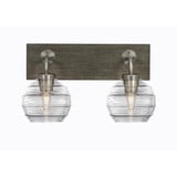 Oxbridge 2 Light Ribbed Glass Vanity Light 16.25 Inch Length by Toltec - 1772-GPDW-5110