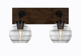 Oxbridge 2 Light Ribbed Glass Vanity Light 16.25 Inch Length by Toltec - 1772-GPDW-5110