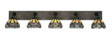Oxbridge 5 Light Art Glass Vanity Light 47.5 Inch Length by Toltec - 1775-MBWG-9435