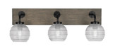 Oxbridge 3 Light Ribbed Glass Vanity Light 26.25 Inch Length by Toltec - 1773-GPDW-5110
