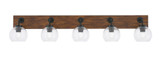 Oxbridge 5 Light Globe Glass Vanity Light 46.5 Inch Length by Toltec - 1775-GPDW-4100