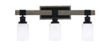 Tacoma 3 Light Cylinder Glass Vanity Light 25.25 Inch Length by Toltec - 1843-MBDW-3001