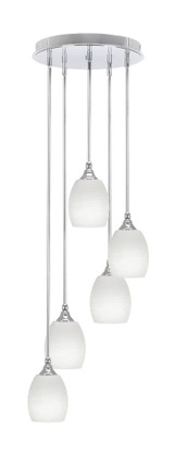 Empire 5 Light Stem Hung Steel Medium Pendant 11.25 Inch Tall by Toltec - 2145-BN-615