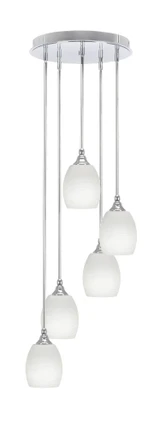 Empire 5 Light Stem Hung Steel Medium Pendant 11.25 Inch Tall by Toltec - 2145-BN-615