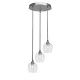 Empire 3 Light Steel Medium Pendant 15 Inch Wide by Toltec - 2143-15-1125