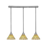 3 Light Stem Hung Linear Pendant 6.5 x 27 Inch Length by Toltec 25-BN-9415 - 25-BN-9415