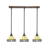 3 Light Stem Hung Linear Pendant 6.5 x 26.75 Inch by Toltec 25-BN-9405 - 25-BN-9405