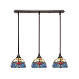 3 Light Stem Hung Linear Pendant 6.5 x 27.25 Inch by Toltec 25-BN-9355 - 25-BN-9355