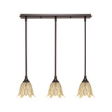Any 3 Light Vanilla Leaf Glass Small Linear Pendant by Toltec - 25-7-775-2675
