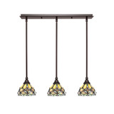3 Light Stem Hung Linear Pendant 7 x 26.75 Inch by Toltec 25-BRZ-9435 - 25-BRZ-9435
