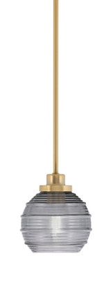 Odyssey 1 Light Smoke Ribbed Glass Stem Hung Small Pendant by Toltec - 2601-NAB-5112