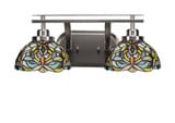 Odyssey 2 Light Art Glass Vanity Light 18 Inch Length by Toltec - 2612-BN-9905