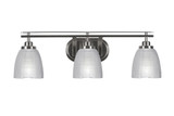 Odyssey 3 Light Ribbed Glass Vanity Light 26.75 Inch Length by Toltec - 2613-BN-500